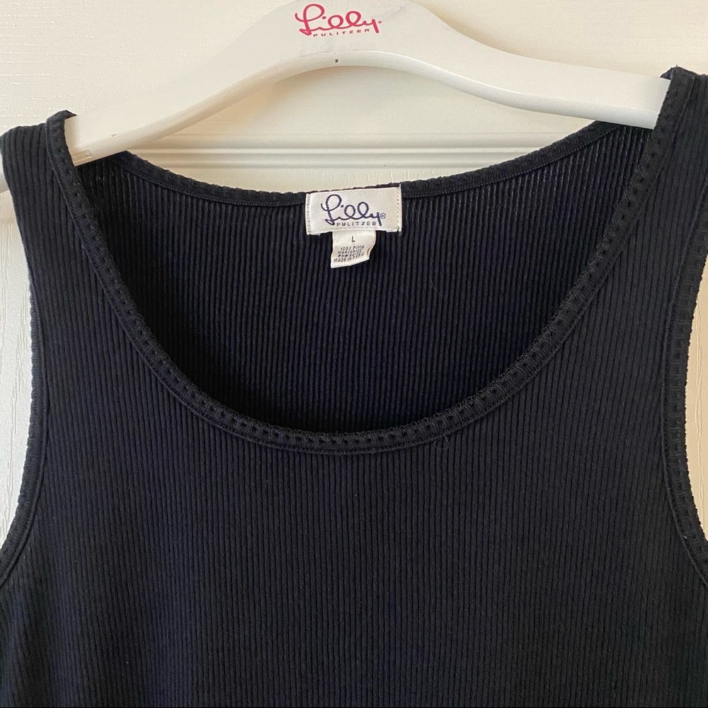 Lilly Pulitzer Black Ribbed Cotton Tank Top
